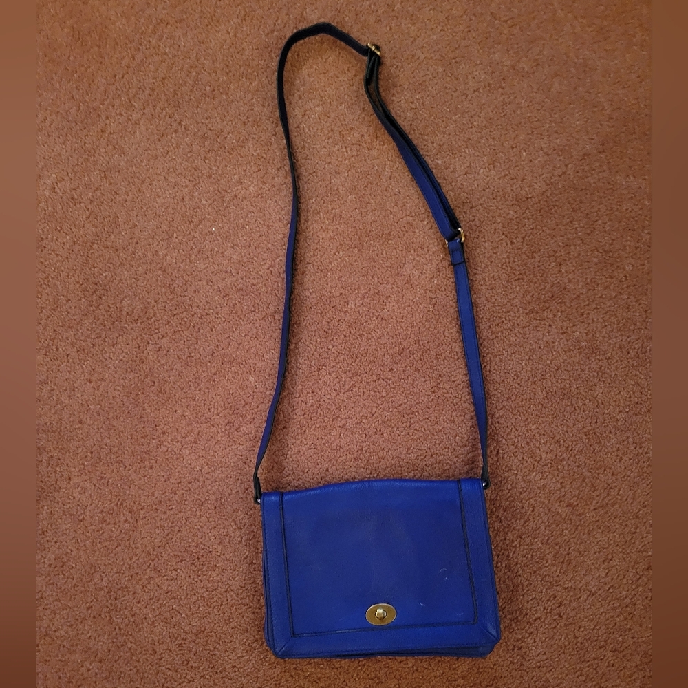 J Crew Leather Crossbody Cobalt Blue With Dust Bag